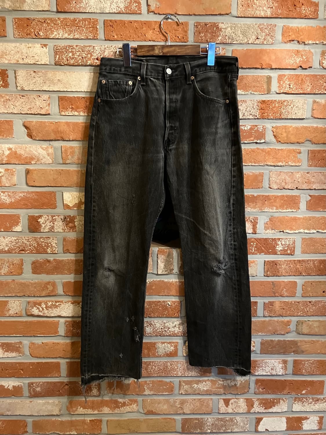 USA 빈티지 리바이스 501 0660 블랙진 흑청 데님 팬츠 상품이미지2