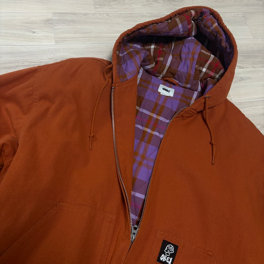 [XL] 오베이 베이컨트 후드 워크자켓 오렌지/퍼플 상품이미지1
