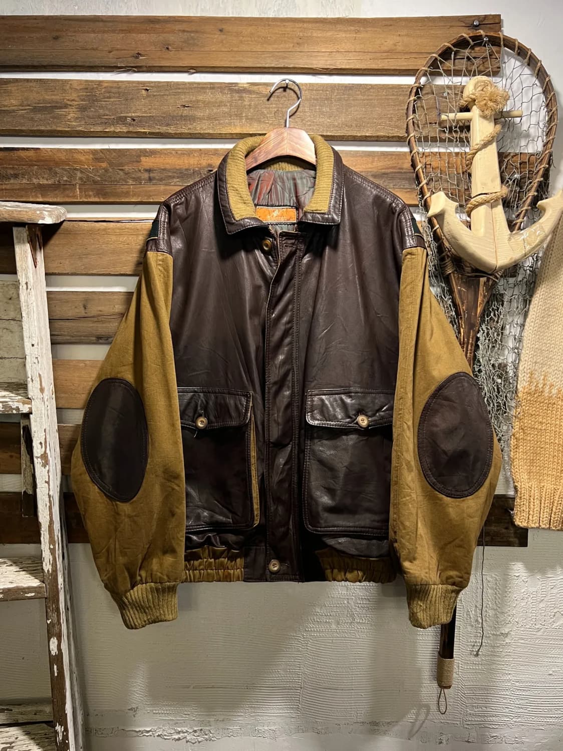 [2XL]90's Made in France 폴리레더 플라이트 자켓 상품이미지1