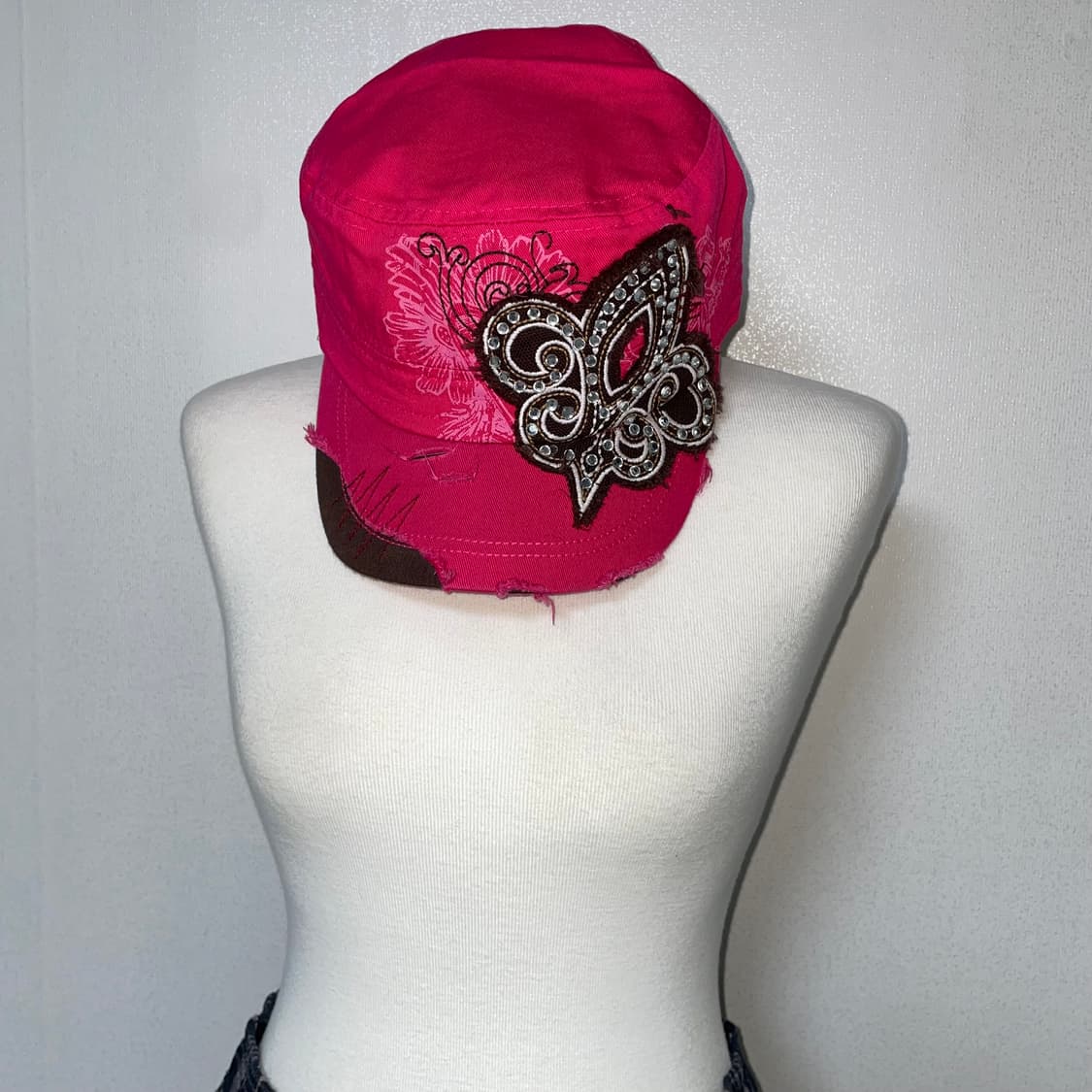 Hot pink y2k bead damage cap   상품이미지5