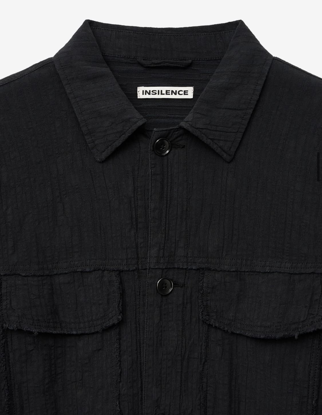 인사일런스 텍스처드 컷오프 셔츠 자켓 DYED BLACK M사이즈 상품이미지2