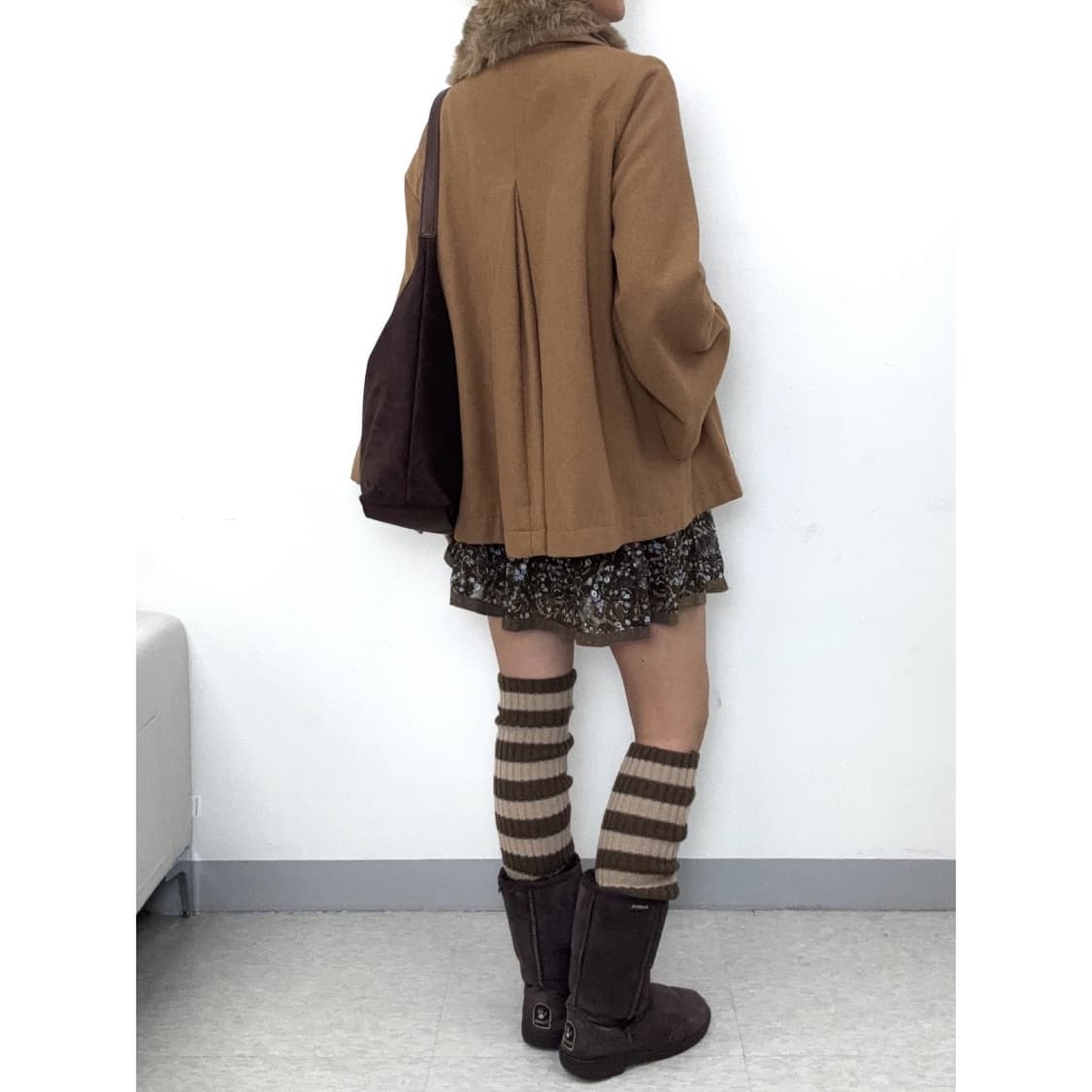 빈티지 브라운 하프 코트 자켓 상품이미지3