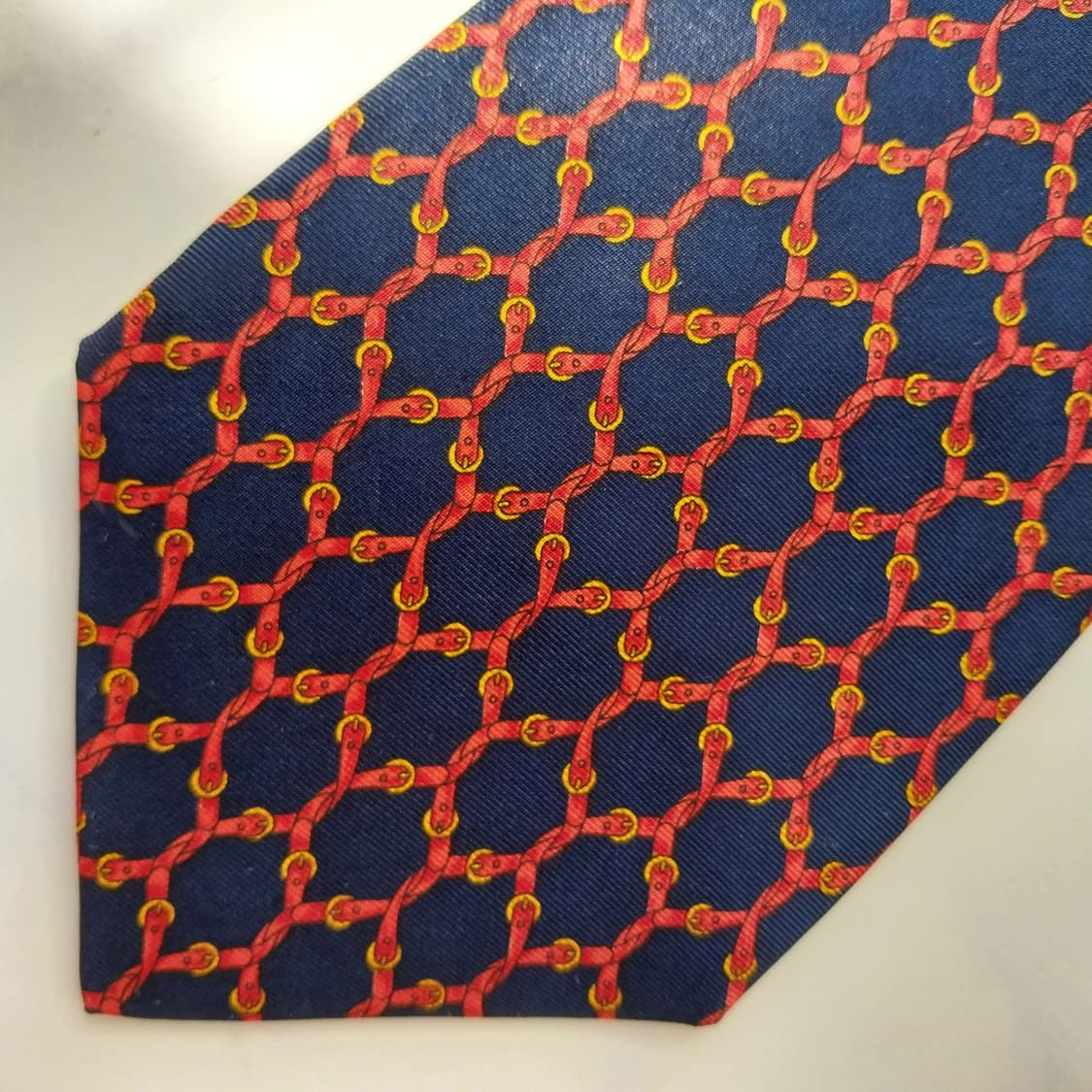 발리 실크 네이비 체인 패턴 넥타이 9.9cm A+등급 K2271 상품이미지6