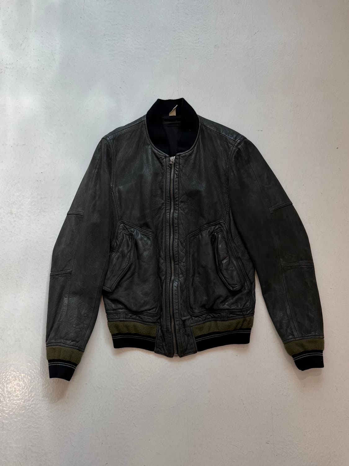 00s Diesel 블랙 레더 재킷 상품이미지1