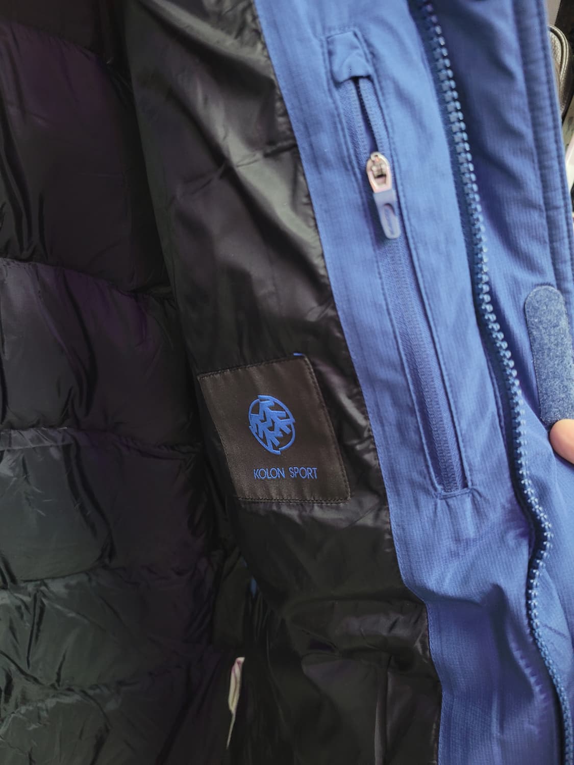 KOLON 코오롱 GORE 블루 퍼 후드 패딩 점퍼 상품이미지6