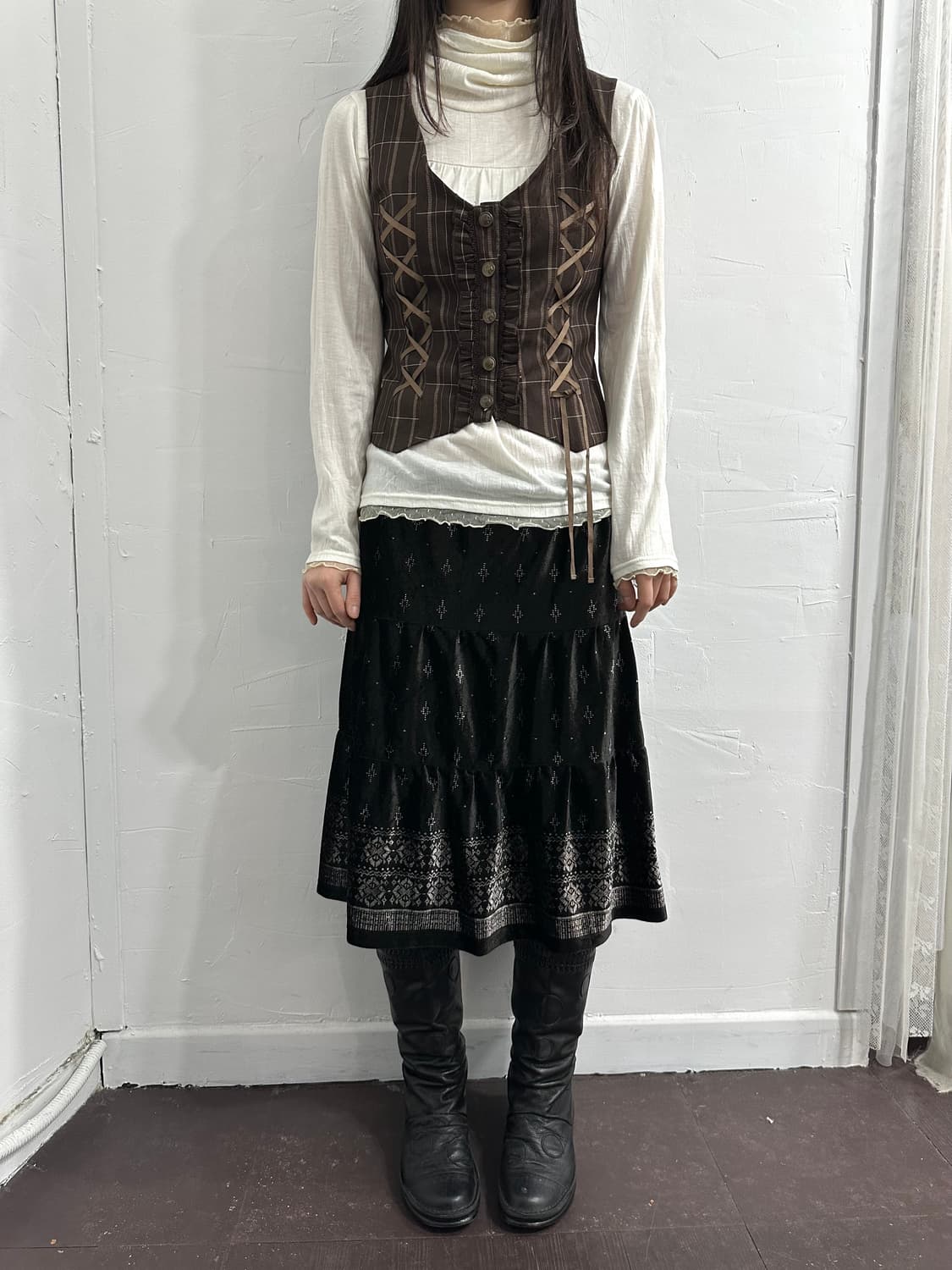 velvet pattern skirt 상품이미지4
