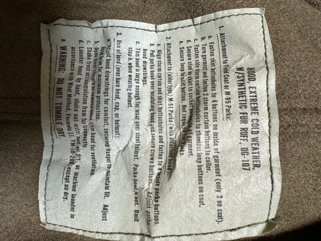 M65 Fishtail XS / 오리지널 (외피+내피+코요테 털 후드) 상품이미지5