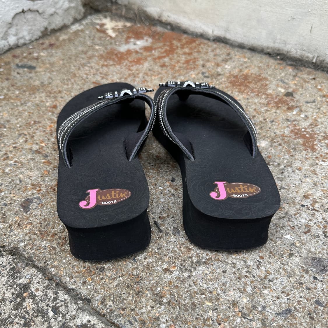 00s 블랙 J Boots 라인스톤 크로스 레더 샌들 상품이미지6