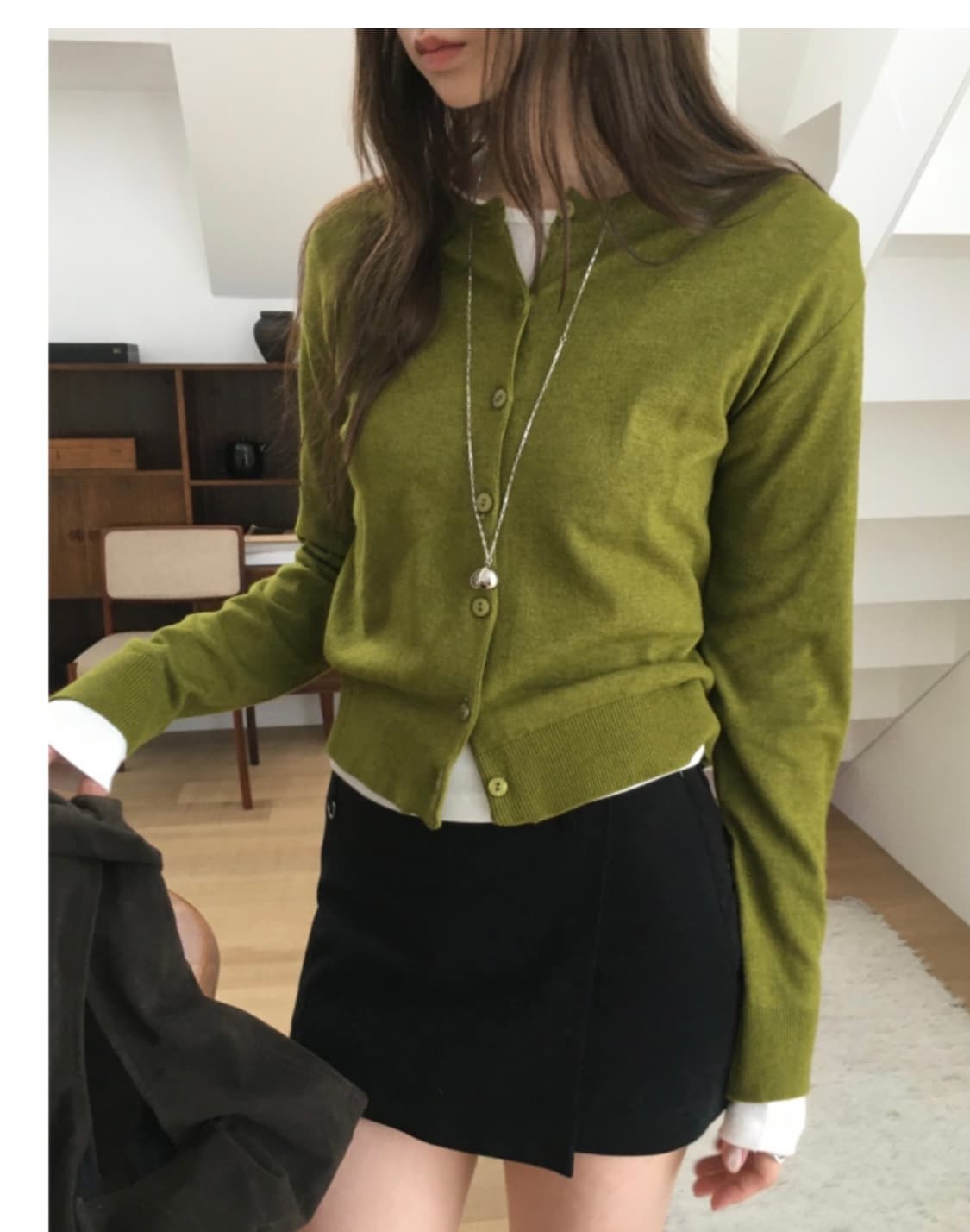 유어제이 캐나 라운드 니트 가디건 올리브 상품이미지3