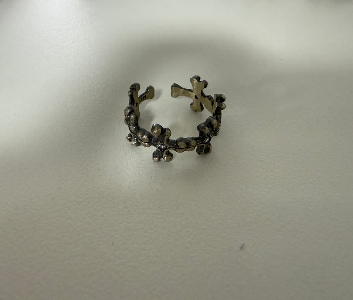 폴리테루 925 실버 링 004 플로럴 크로스 본 상품이미지2