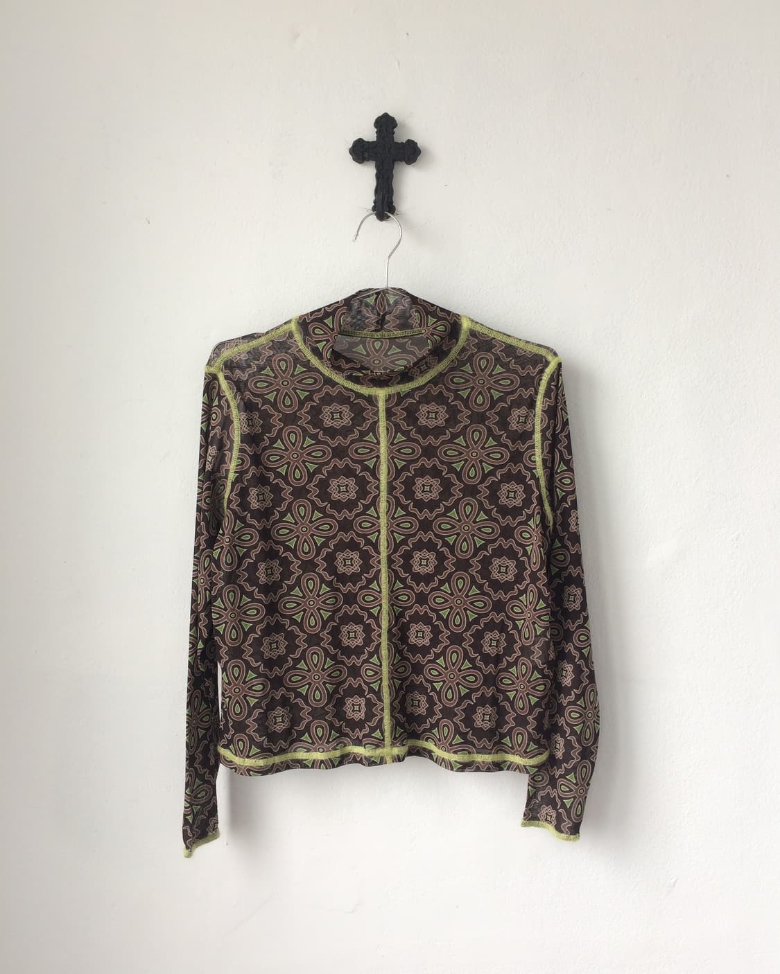 Pattern point high neck mesh sleeve 상품이미지2