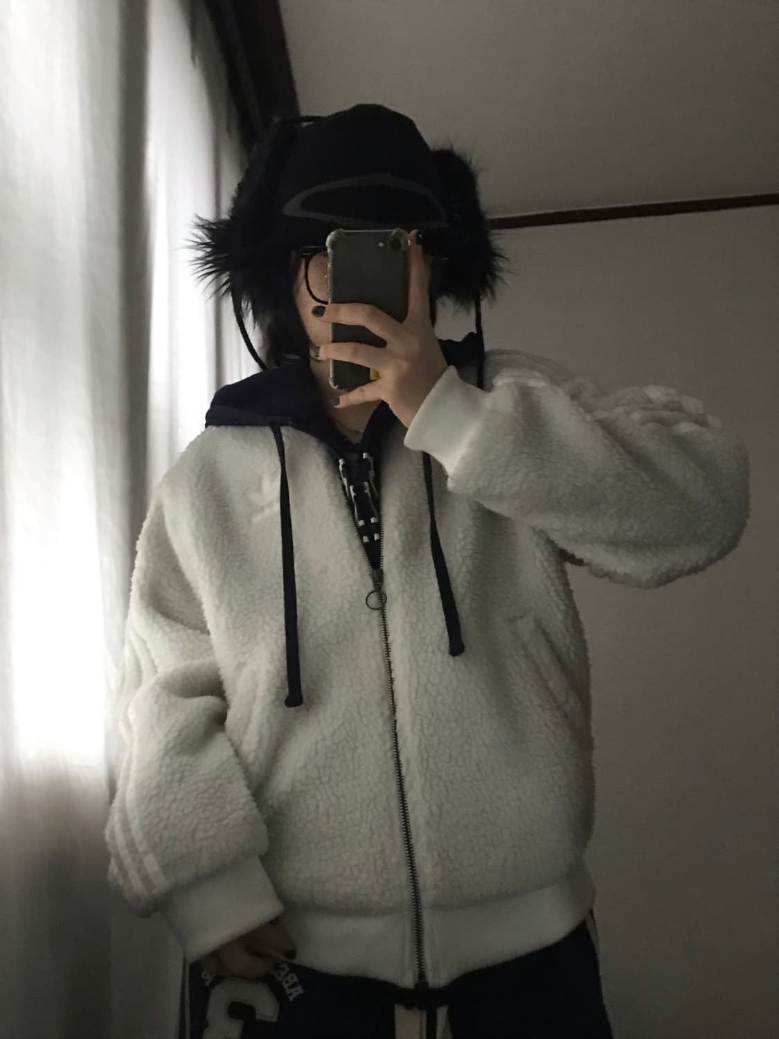 아디다스 아이보리 삼선 후리스 상품이미지6