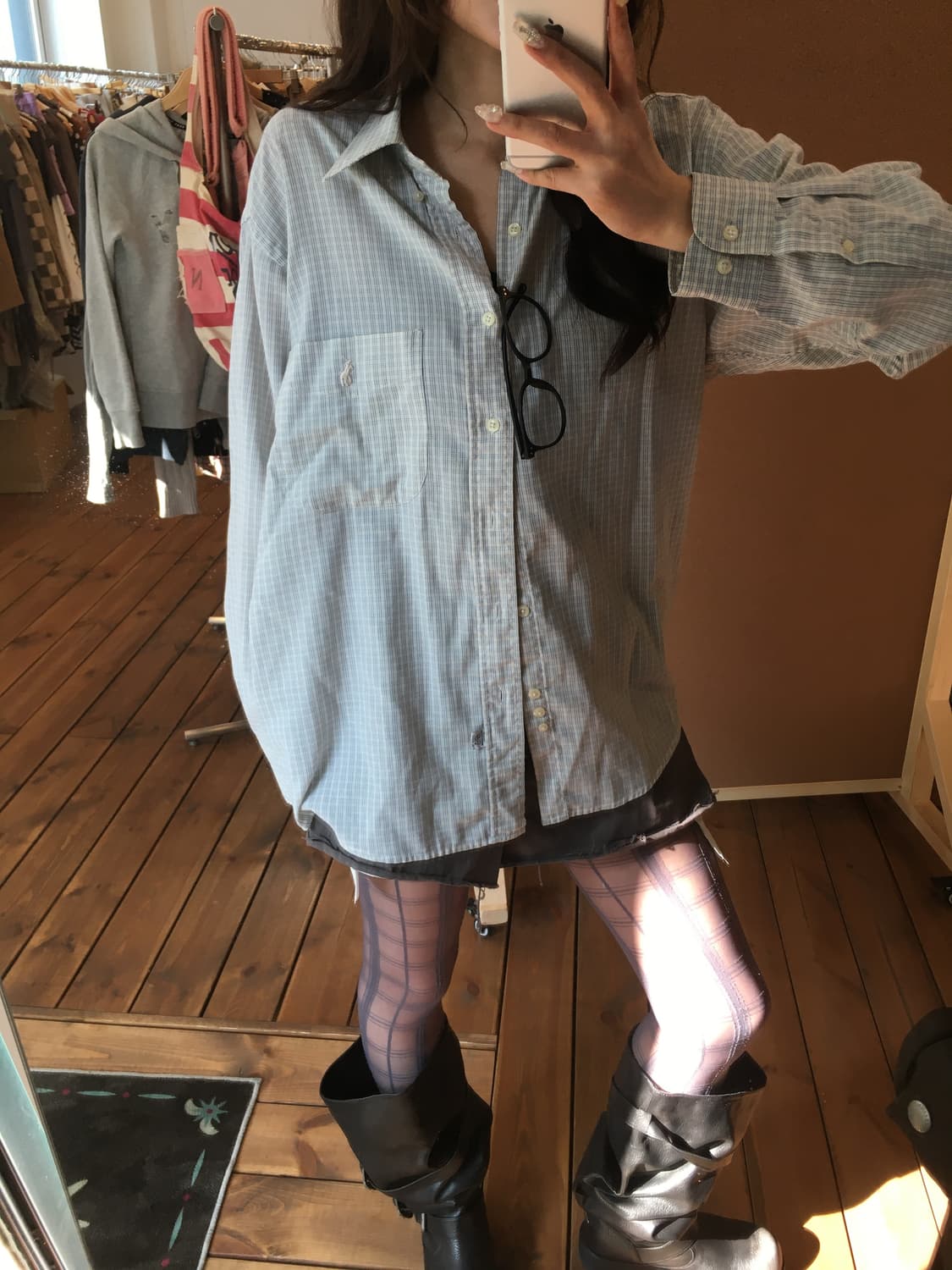 폴로 블루 믹스 체크 셔츠 상품이미지1