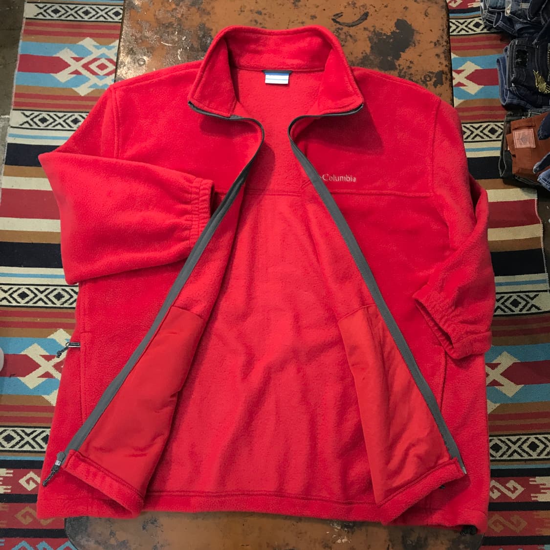 컬럼비아 레드 집업 플리스 후리스 자켓 남성 110 115 빅사이즈 상품이미지5