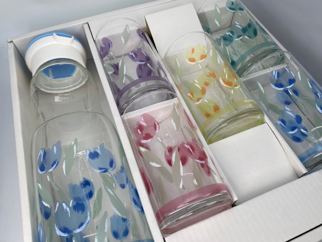 빈티지 발렌티노 크리스티 튤립 물병 유리잔 세트 상품이미지3