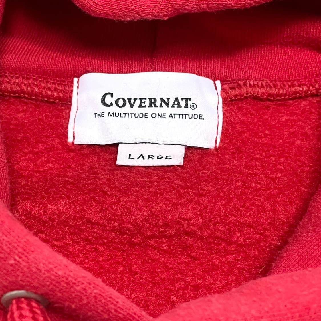 커버낫 스펠로고 레드 기모 후드티셔츠 남성L 상품이미지4