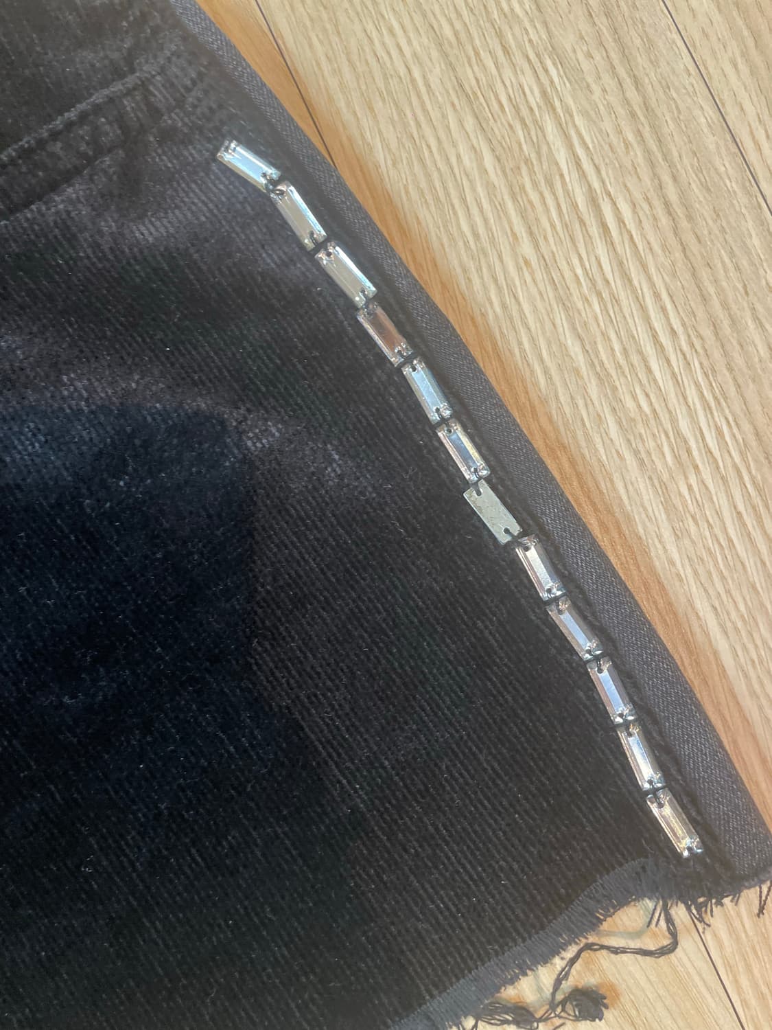 블랙 코듀로이 쥬얼 y2k 데님 디테일 스커트 상품이미지2