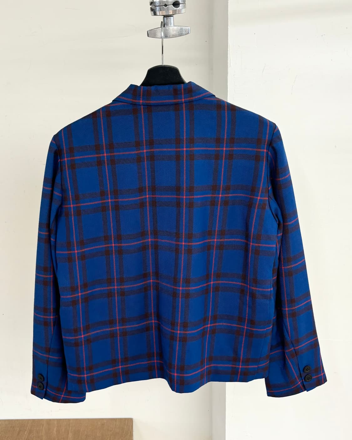 세디셔너리즈 블루 체크 패턴 3버튼 블레이저 재킷 상품이미지6