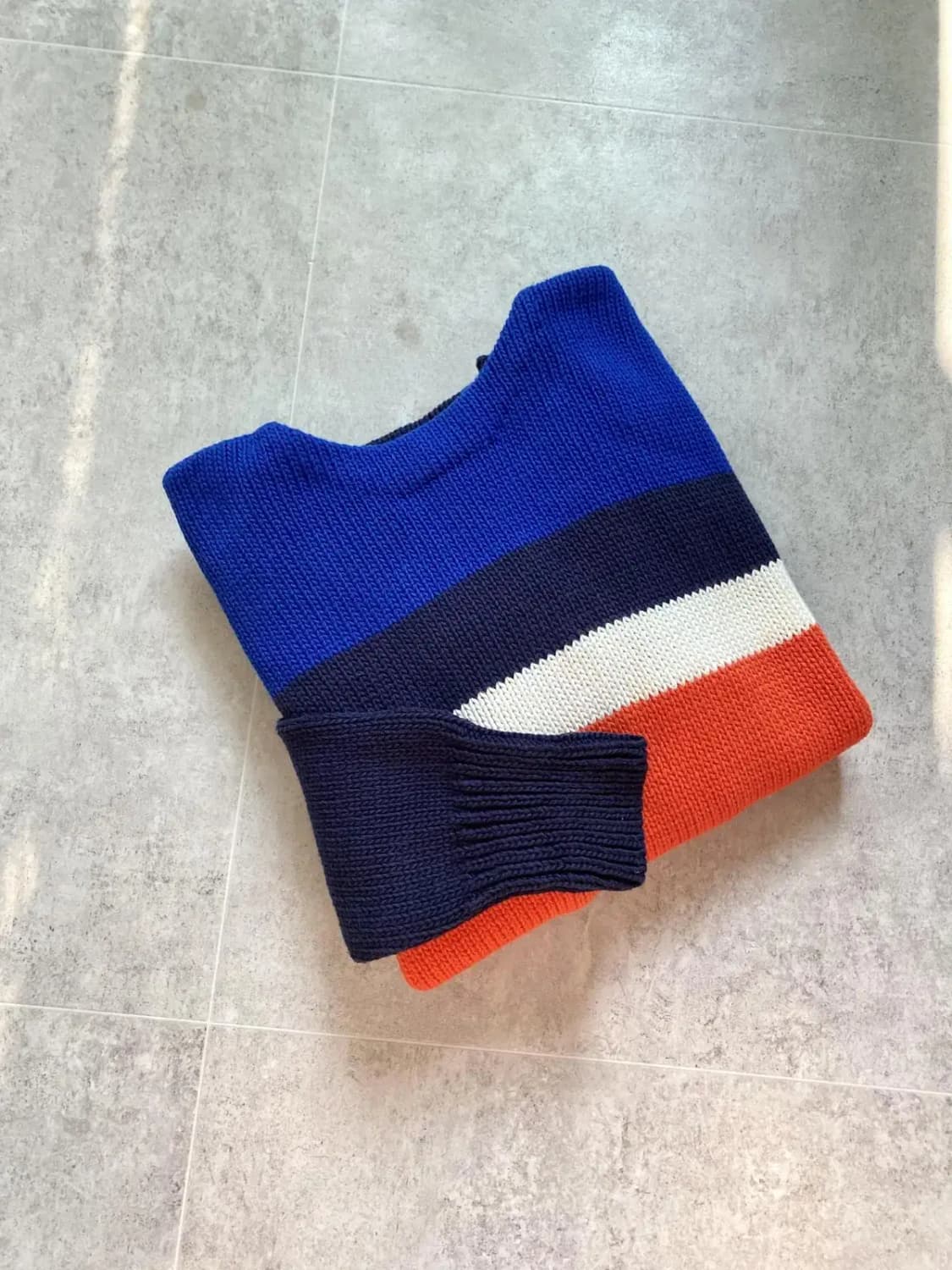 90's 폴로 랄프로렌 컬러 블럭 마린 스웨터 L(100) 상품이미지1