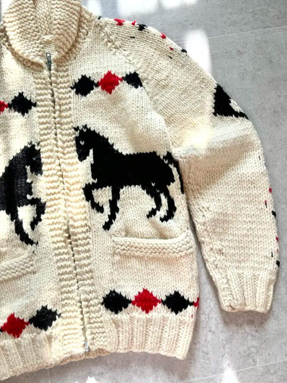 60's 빈티지 헤비 울 코위찬 가디건 ~55 1/2 상품이미지4