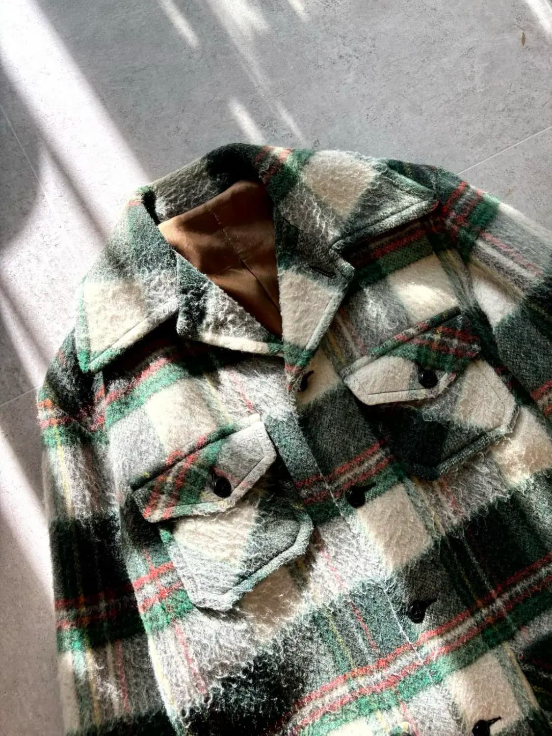 60's 빈티지 플레이드 체크 울 자켓 100사이즈 상품이미지2