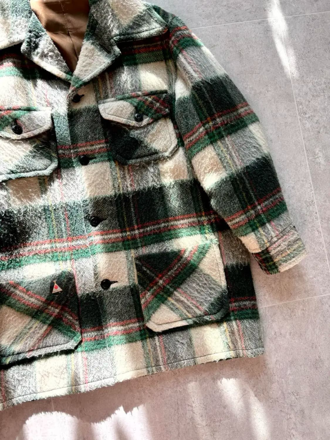 60's 빈티지 플레이드 체크 울 자켓 100사이즈 상품이미지4