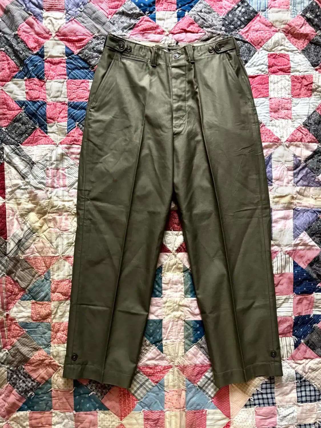 40's WW2 미군 M-43 OD 7 필드 팬츠 34-36" 데드스탁 상품이미지1