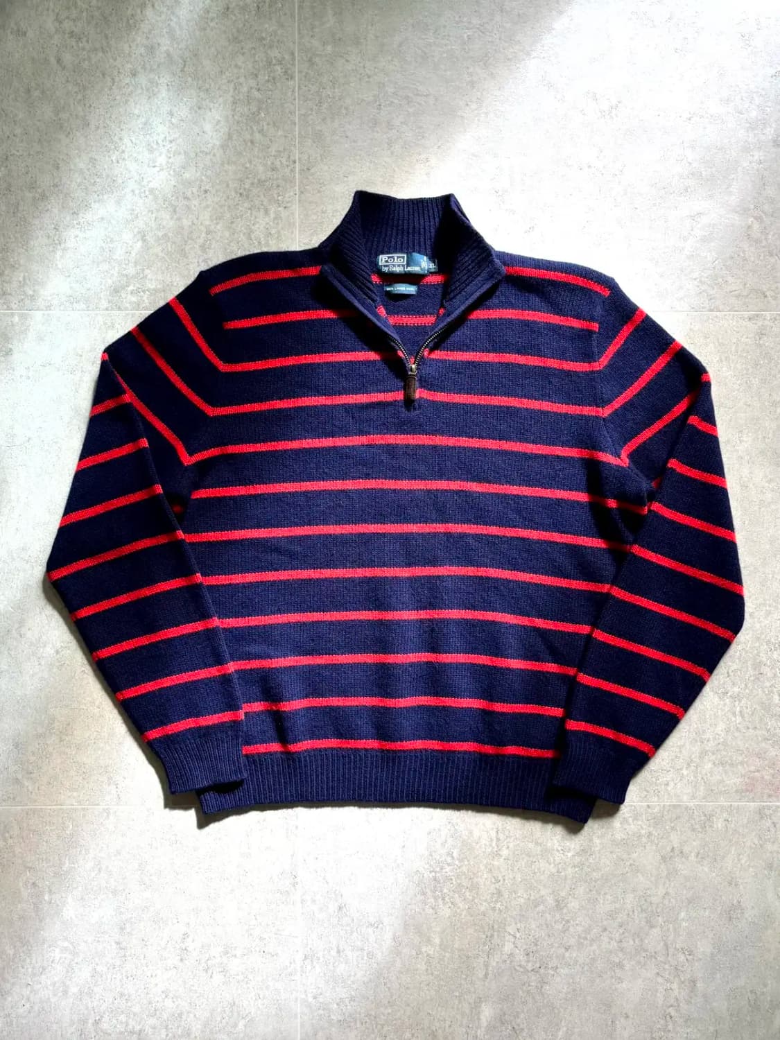 폴로 랄프로렌 1/4 Zip 풀오버 울 스웨터 XL 상품이미지1