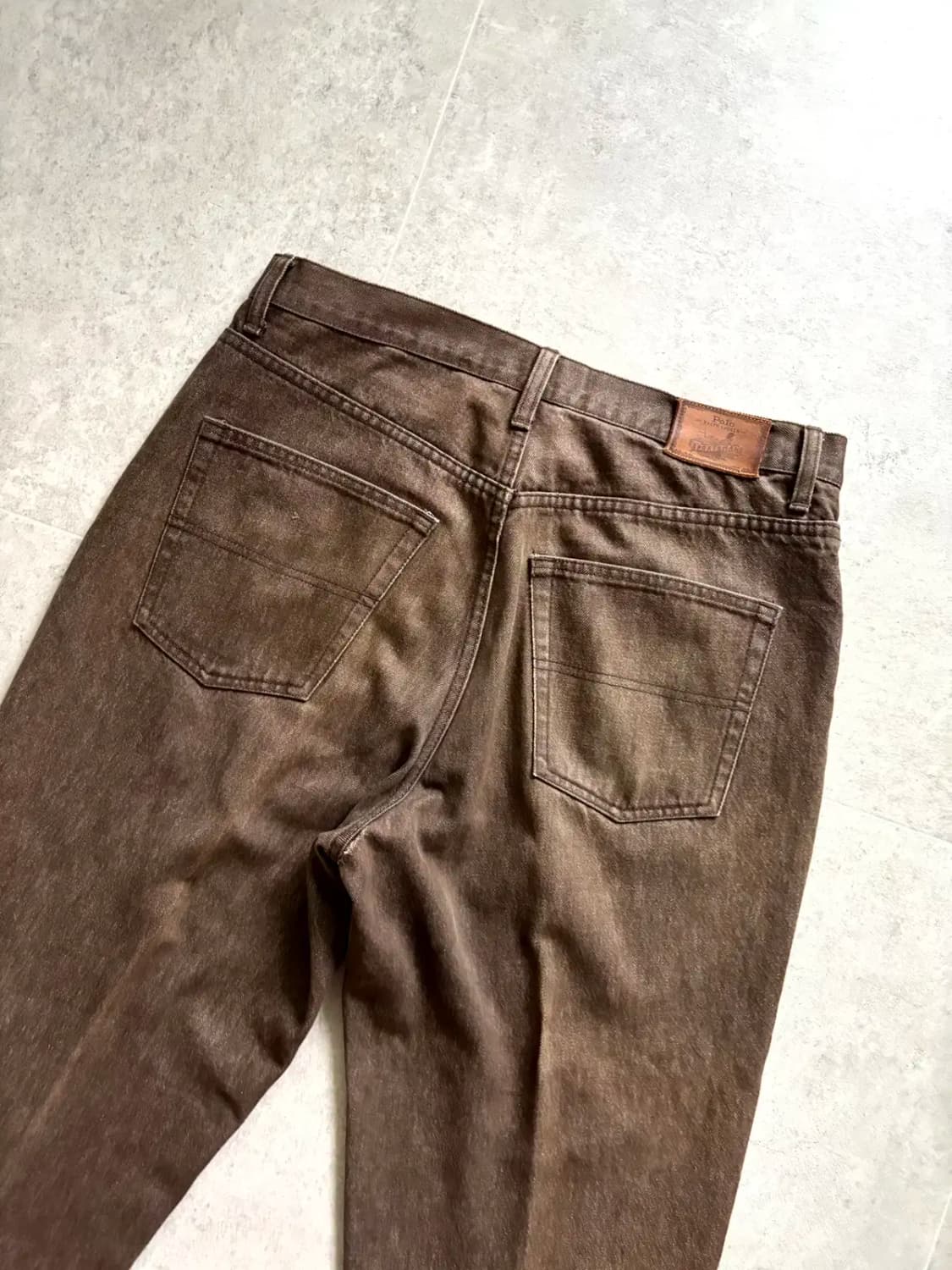 90's 폴로 랄프로렌 SPORTMAN 브라운 데님 34~35" 상품이미지9