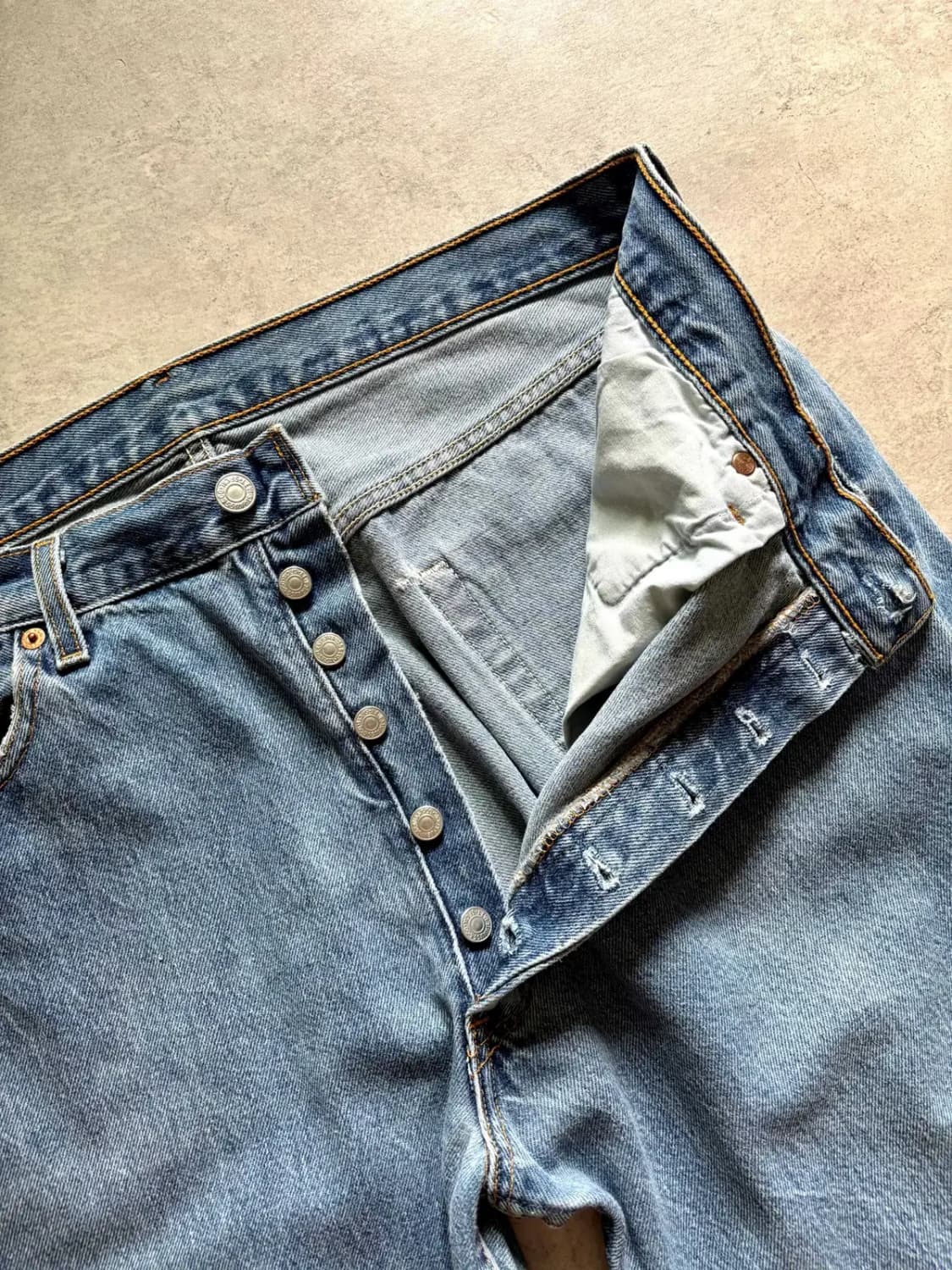 90's 리바이스 501 워싱 데님 35~36" Made In U.S.A 상품이미지4