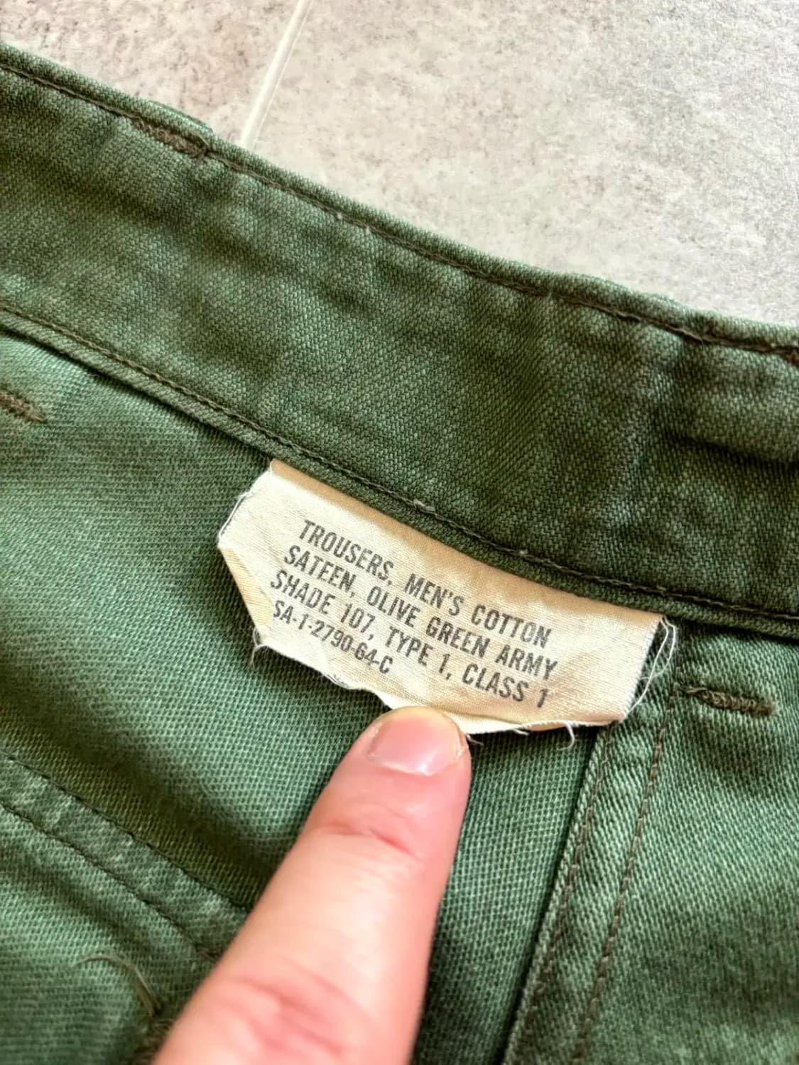 60's 미군 OG 107 퍼티그 팬츠 29~30" 전기형 상품이미지6