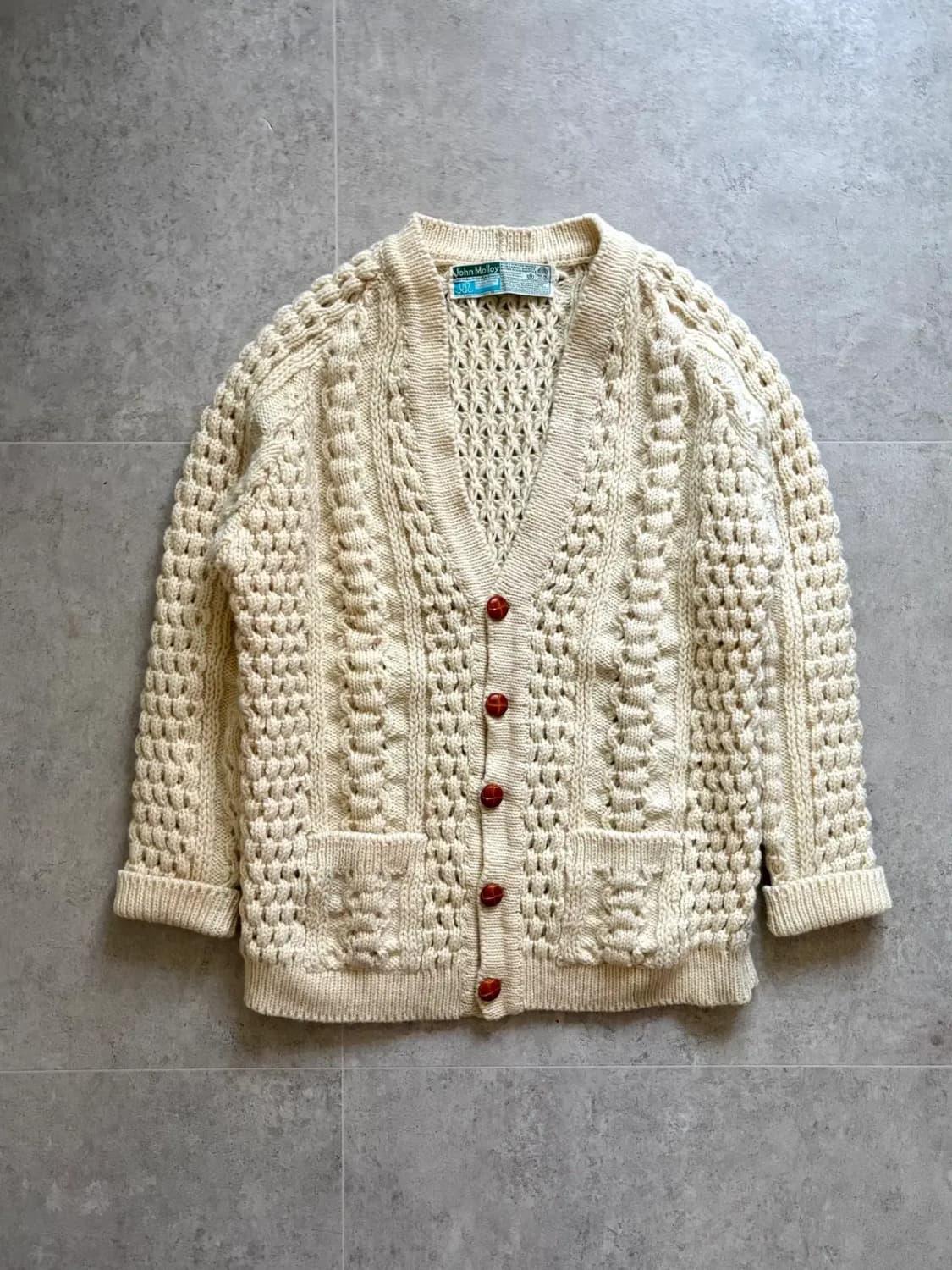 80's John Molly 아란 울 피셔맨 가디건 100~103 상품이미지1