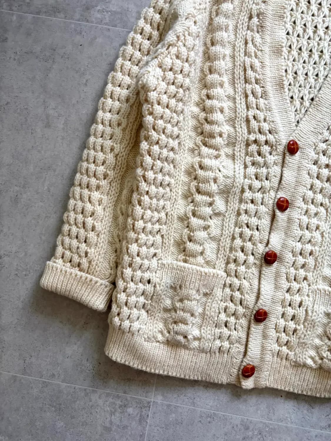 80's John Molly 아란 울 피셔맨 가디건 100~103 상품이미지3