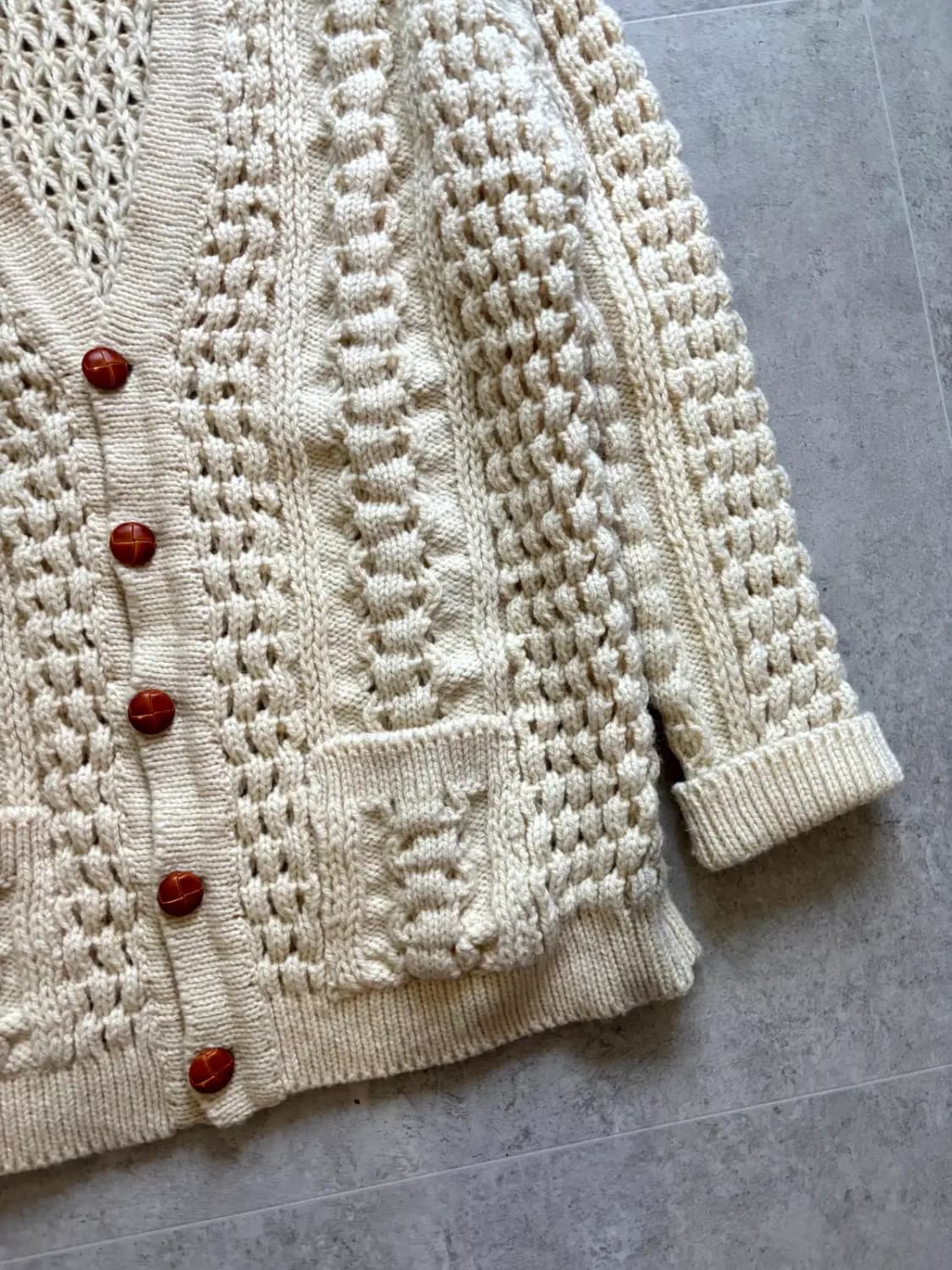 80's John Molly 아란 울 피셔맨 가디건 100~103 상품이미지4