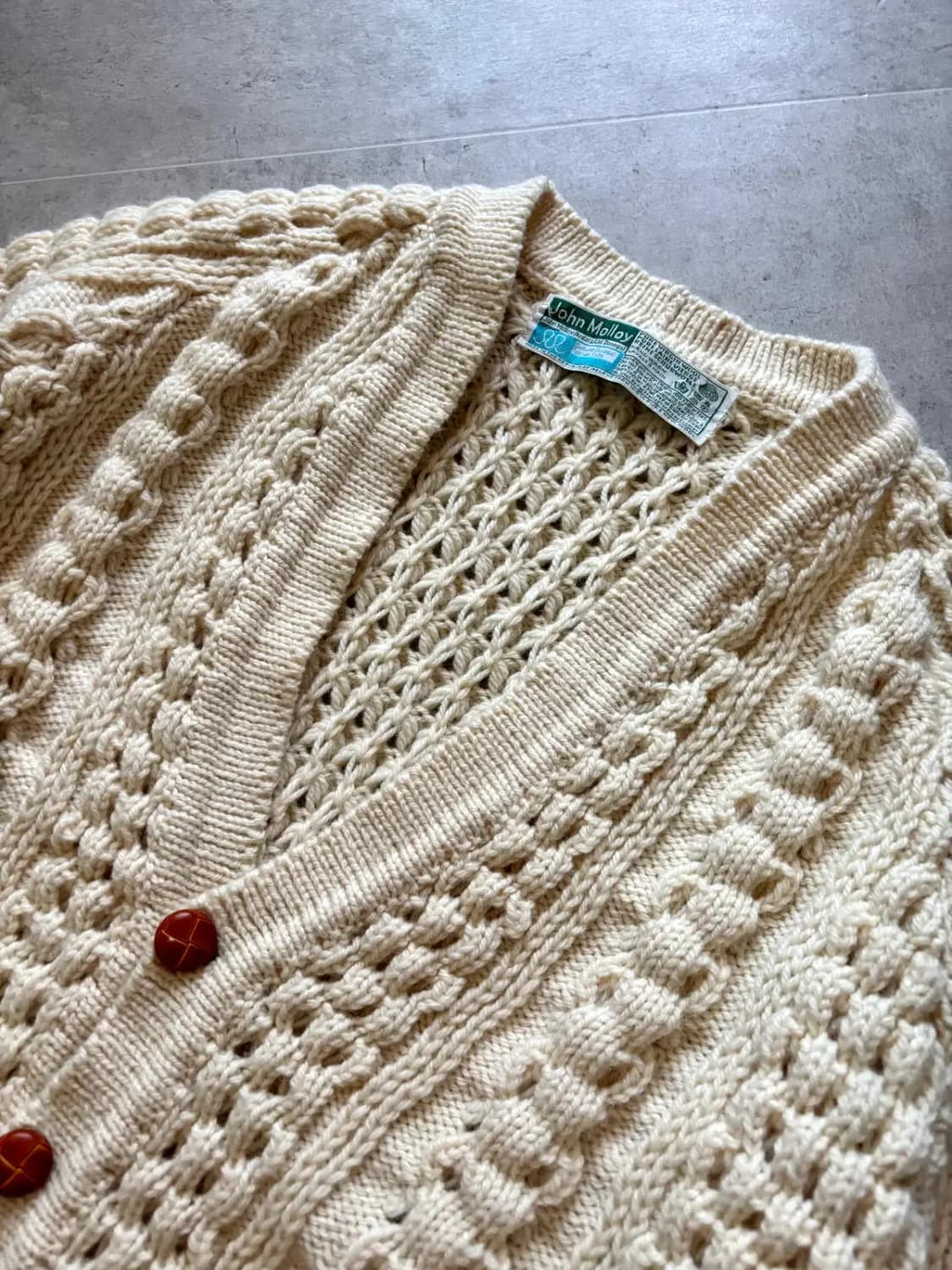 80's John Molly 아란 울 피셔맨 가디건 100~103 상품이미지6