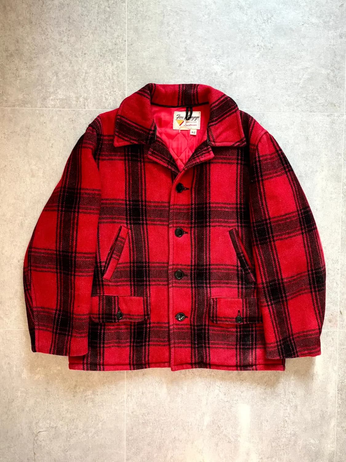 Early 70's Fox Knapp 버팔로 플레이드 울 자켓 42 상품이미지1