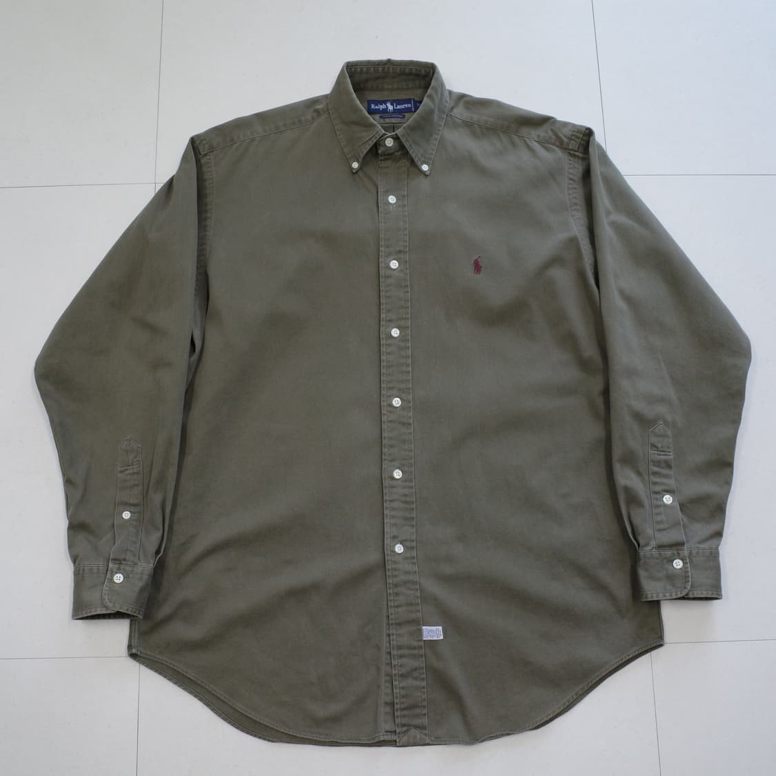 90s 폴로 랄프로렌 클래식핏 코튼 셔츠 M 카키 상품이미지1