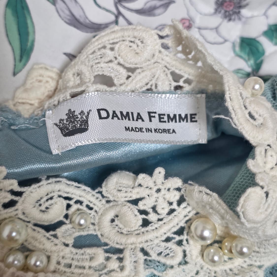 빈티지)민트히메갸루 로리타 플로럴진주레이스 고딕 로맨틱 엑팜깔 블라우스 상품이미지5