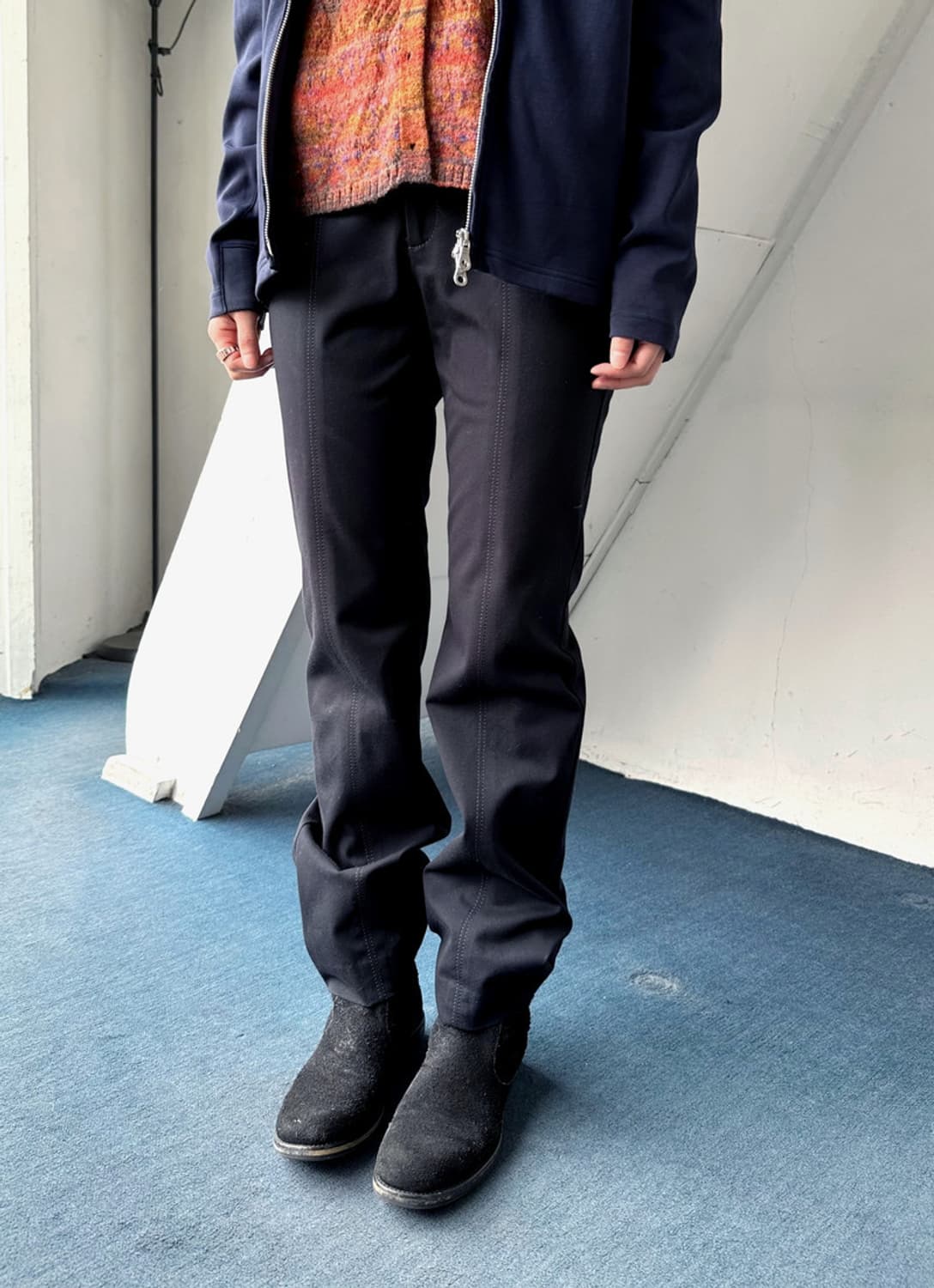 Cotton poly stretched panel trousers 상품이미지8