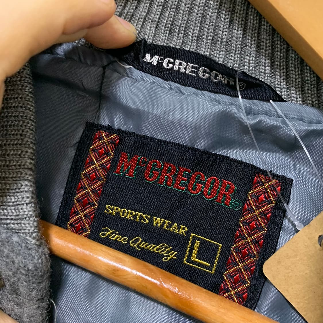 맥그리거 빈티지 모직 아이보리/그레이 스타디움 바시티 자켓 L 상품이미지3