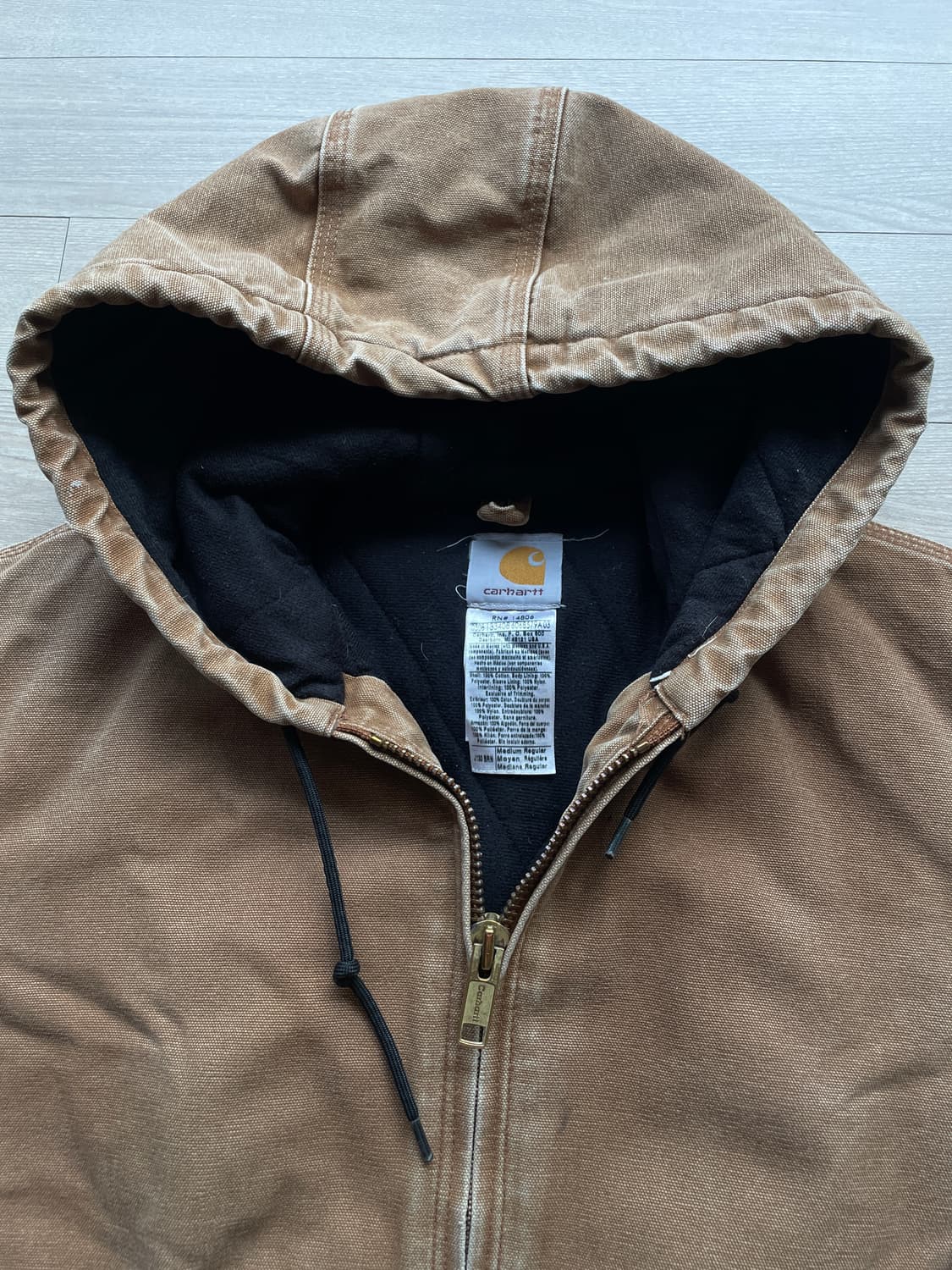 칼하트 j130 BRN 브라운 액티브 자켓 샌드스톤 빈티지 상품이미지3