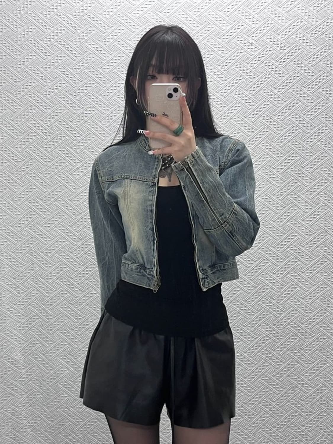 블랙업 빈티지 락시크 핀터걸 워싱 크롭 데님자켓 S C10277 상품이미지2