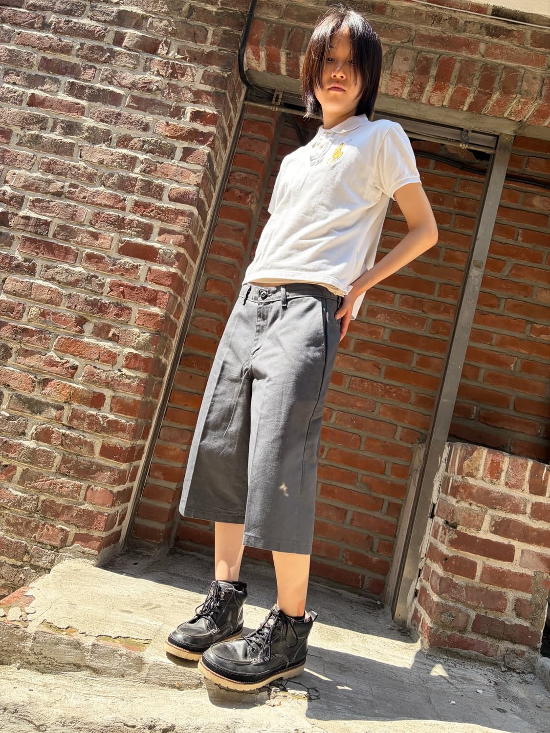 32) Dickies 제뉴인 차콜 와이드 크롭 팬츠 상품이미지3