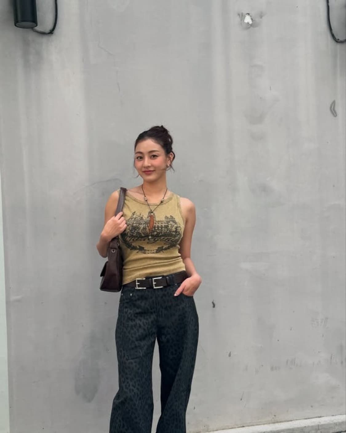 오데스 LEOPARD STRAIGHT PANTS 차콜 상품이미지2