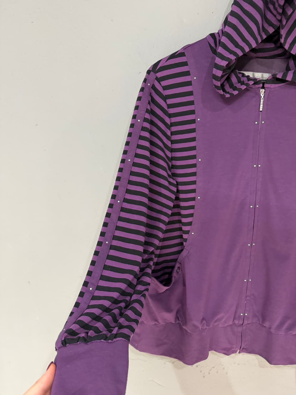 stripe pattern cubic line hood zip-up 상품이미지8