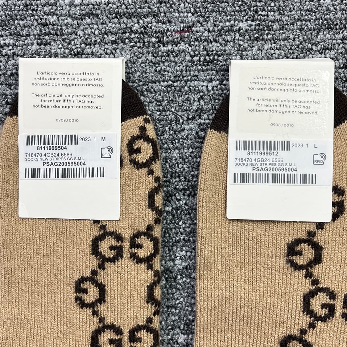 새상품 구찌 양말 GG 로고 스트라이프 울 롱삭스 니삭스 L 사이즈 상품이미지6
