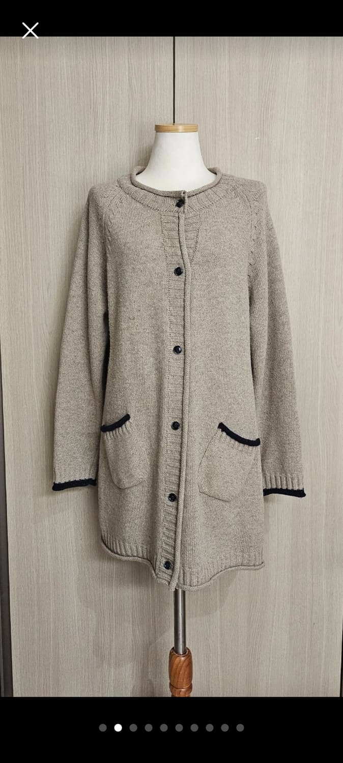 🌿 대치동 짜임공방 니트 하프 가디건 (Free / 베이지×네이비) 상품이미지3