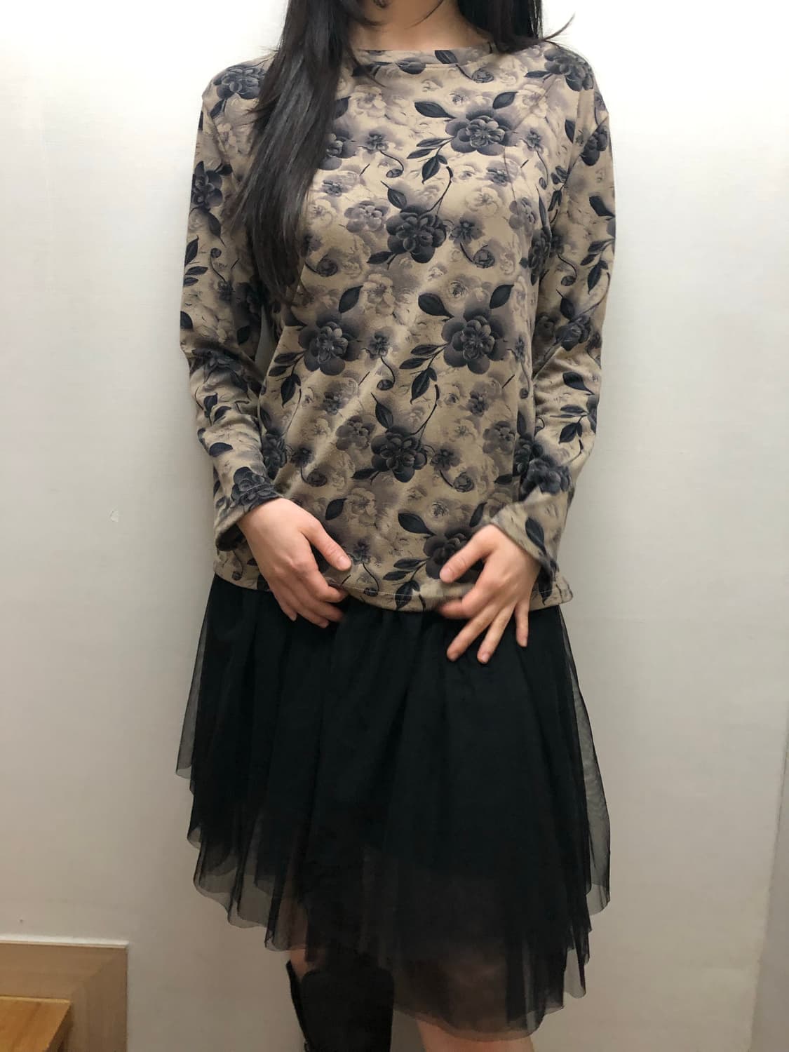 빈티지 브라운 오리엔탈 플라워 탑 상품이미지5