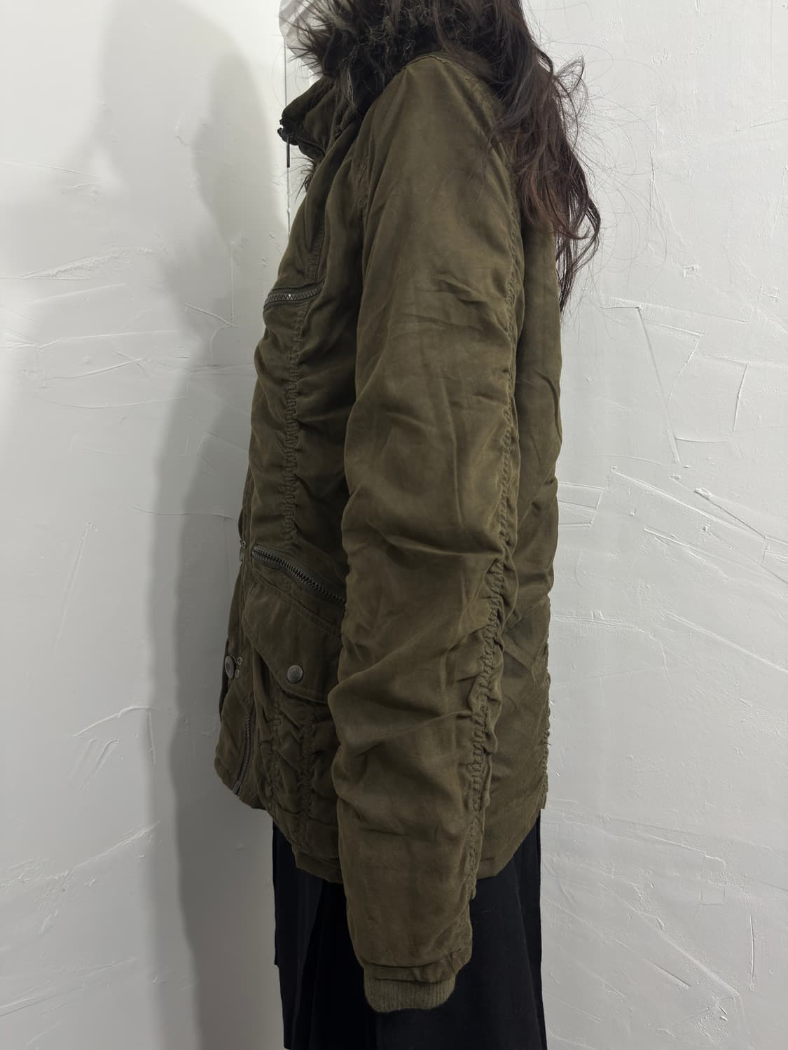 spinalh shirring detail fur hood jacket. 상품이미지5