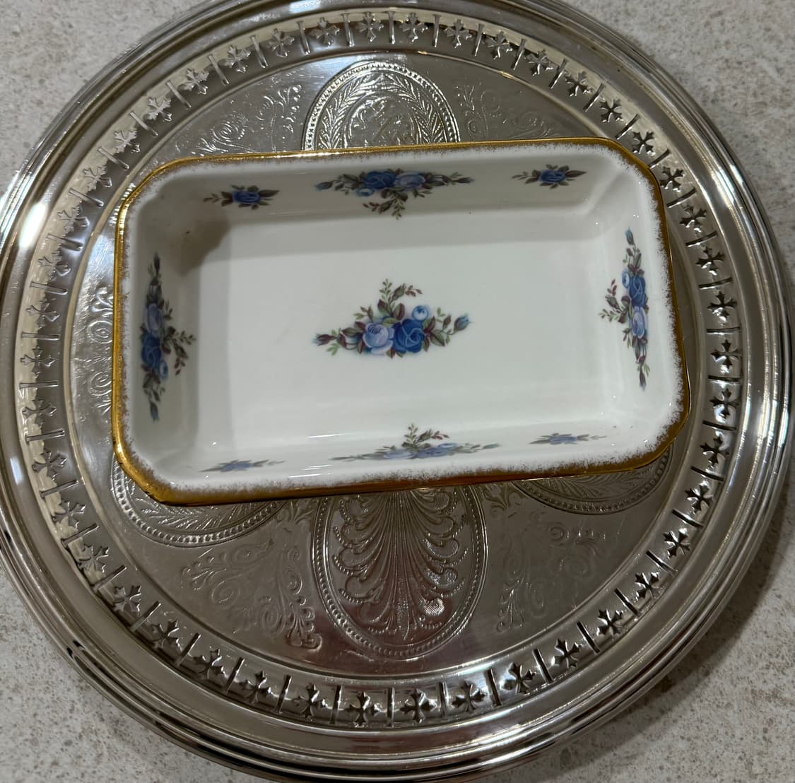 영국로얄 알버트 문라이트 로즈 직사각 접시 상품이미지6